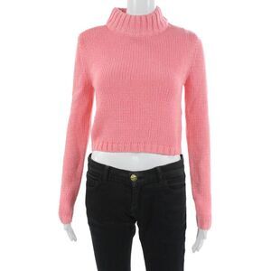 Hours Women Pullover Sweater Pink Acrylic Mock Neck Long Sleeve Size 2XS